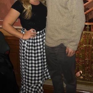 Black and white gingham print skirt